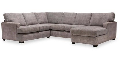 Sofa sectionnel de droite Luxe 3 pièces fabriqué au Canada en tissu avec coussins amovibles - gris colombe Zaftig