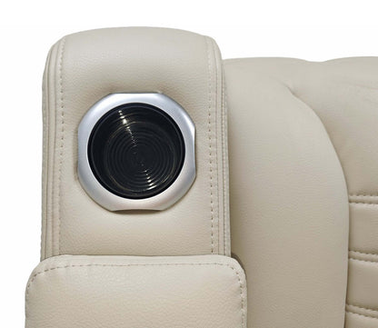 Sofa sectionnel à inclinaison électrique Zen 3 pièces de style cinéma maison en similicuir avec massage et console de rangement - abricot