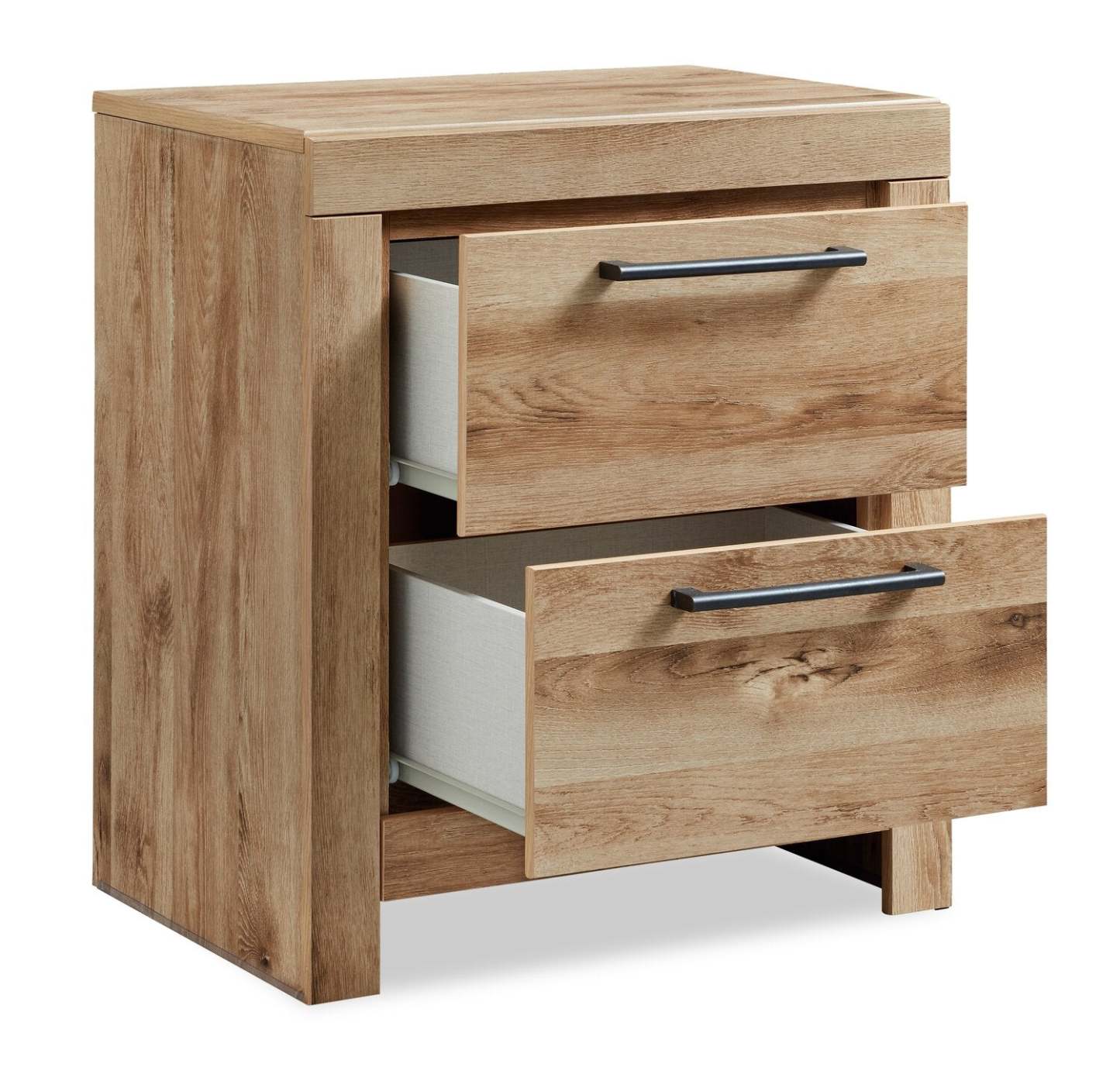 Table de chevet Derekson à 2 tiroirs avec ports USB, 21,7 L x 24,4 H - Naturel | Table de nuit Derekson de 21,7 po (L) x 24,4 po (H) à 2 tiroirs avec ports USB - naturelle