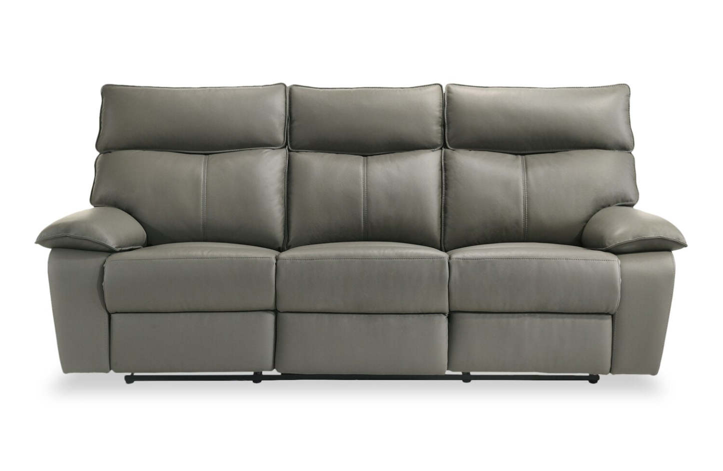 Sofa à inclinaison électrique Matteo de 88 po en cuir véritable - gris Aviarah