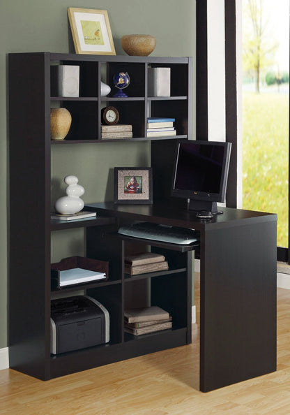 Bureau réversible Mollie 35,5 avec bibliothèque ouverte - Espresso |Bureau réversible Mollie de 35,5 po avec bibliothèque ouverte - espresso