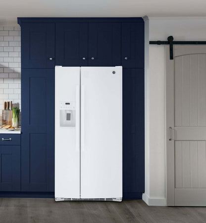 Réfrigérateur GE de 33 po et de 23,2 pi³ à compartiments juxtaposés - blanc - GSS23GGPWW | GE 33 23.2 Cu. Ft. Side-by-Side Refrigerator - White - GSS23GGPWW