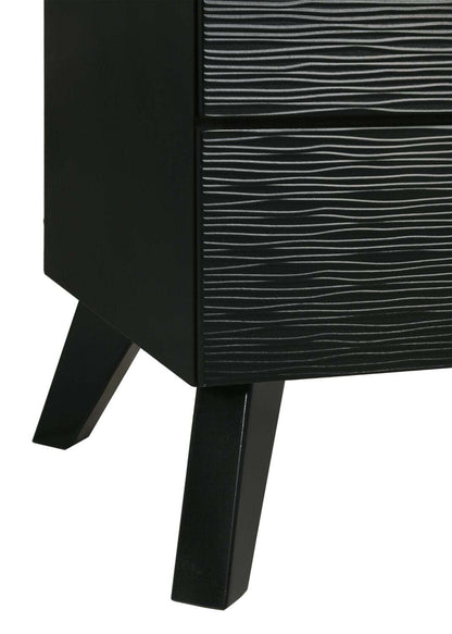 Ensemble de chambre à coucher Atlas 5 pièces avec lit, commode et miroir, style moderne du milieu du 20e siècle, noir - Taille Queen | Ensemble de chambre à coucher Atlas 5 pièces de style moderne du milieu du 20e siècle avec lit, comm…