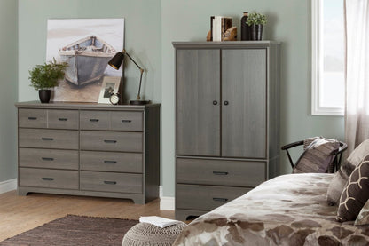 Holt Bedroom 2-Drawer Chest with Storage Cabinet, 33.75W x 63.5H, Made in Canada - Brown/Grey | Commode verticale Holt de 33,75 po (L) x 63,5 po (H) à 2 tiroirs avec armoire de rangement pour la chambre à coucher, fabriquée au Canada - gris-brun