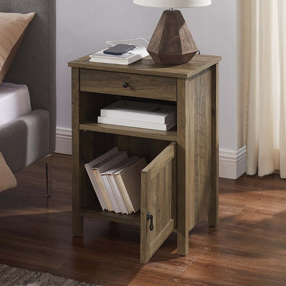 Table de nuit Theo à 1 tiroir avec armoire de rangement, 18 L x 25,75 H - Marron | Table de nuit Theo de 18 po (l) x 25,75 po (H) à 1 tiroir avec armoire de rangement - marron