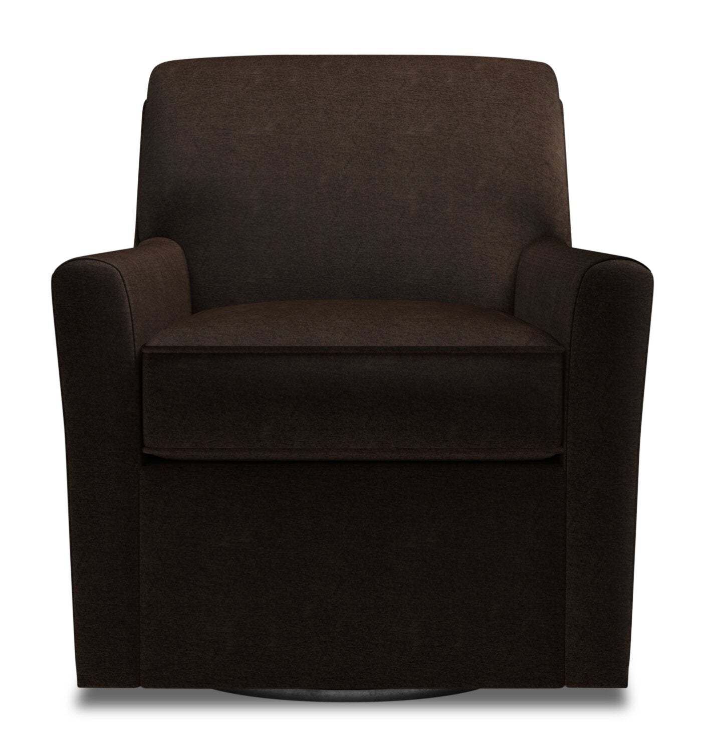 Fauteuil d’appoint pivotant personnalisable Sofa Lab de 31 po fabriqué au Canada en tissu de chenille - brun Luxury Chocolate | SWIV3293