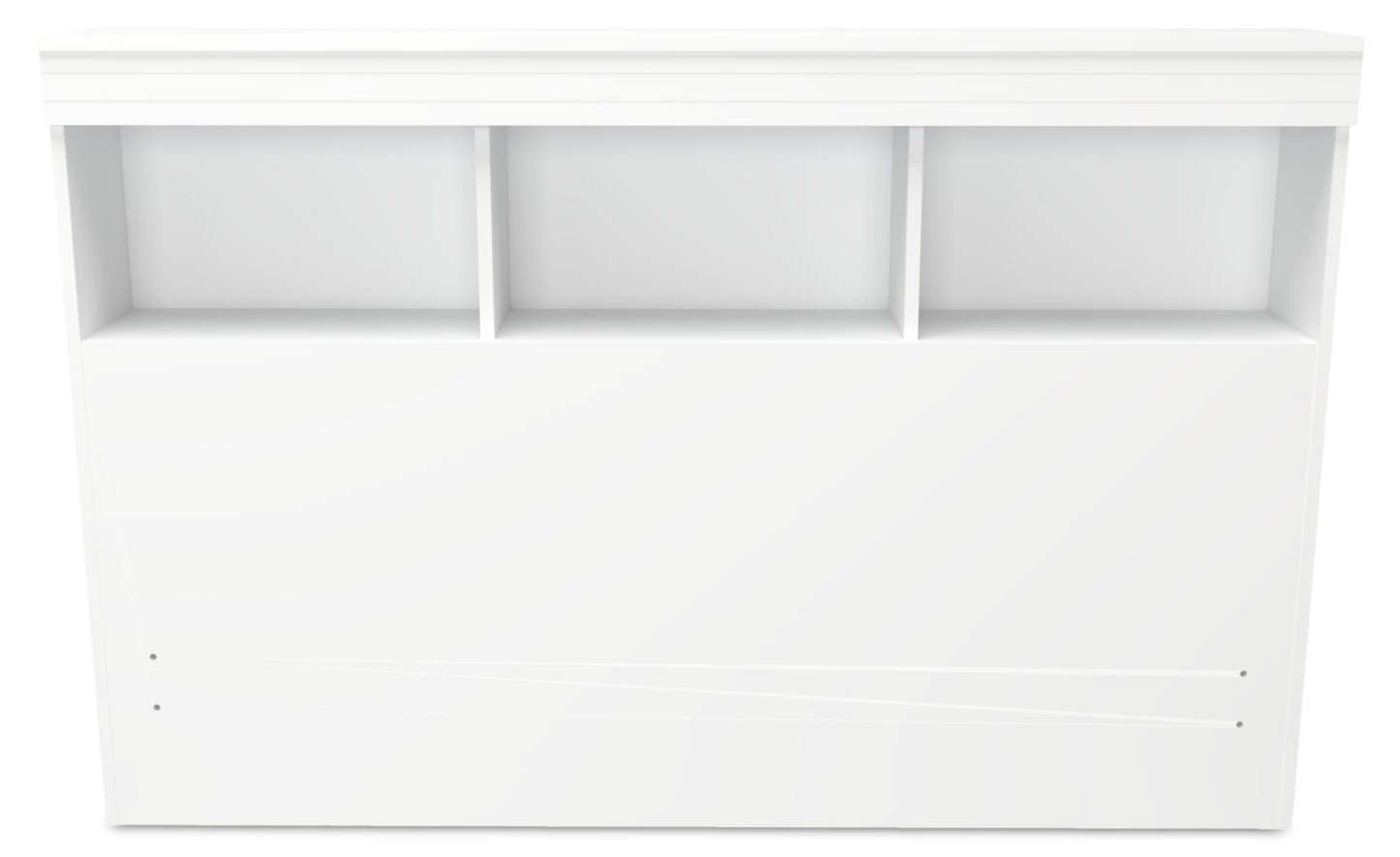 Ensemble de lit Riley Mates avec tête de lit bibliothèque pour enfants, fabriqué au Canada, blanc - pleine grandeur | Lit matelot Riley avec ensemble de tête de lit bibliothèque pour enfants, fabriqué au Canada, blanc - format lit double