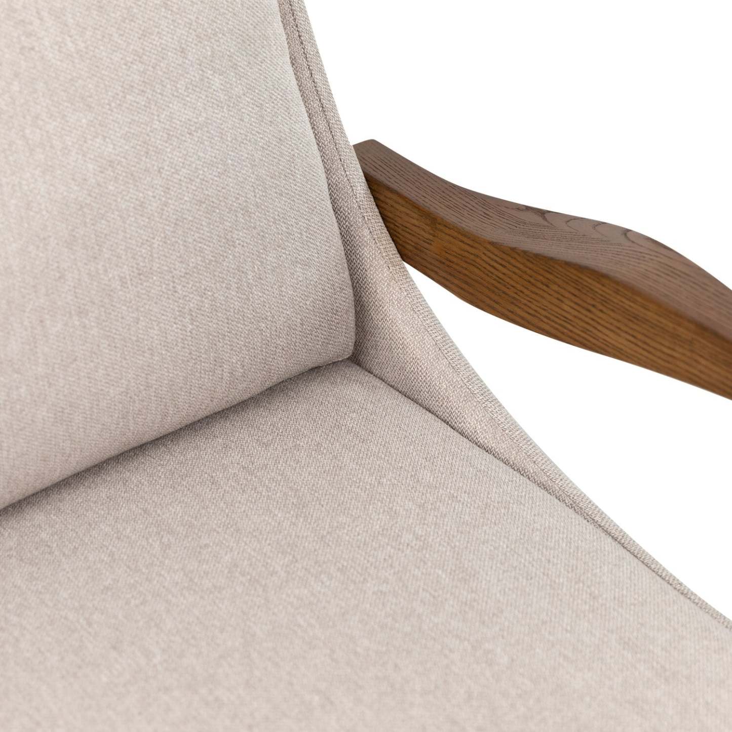 Echo 27,95 Chaise d'appoint en tissu avec accoudoirs et pieds en bois - Beige | Fauteuil d'appoint Echo 27,95 po en tissu avec accoudoirs et pattes en bois - beige