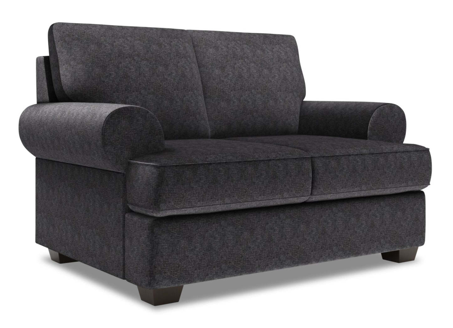 Causeuse personnalisable Roll de Sofa Lab de 64 po fabriquée au Canada en tissu chenille avec accoudoirs enroulés - gris Luxury Charcoal