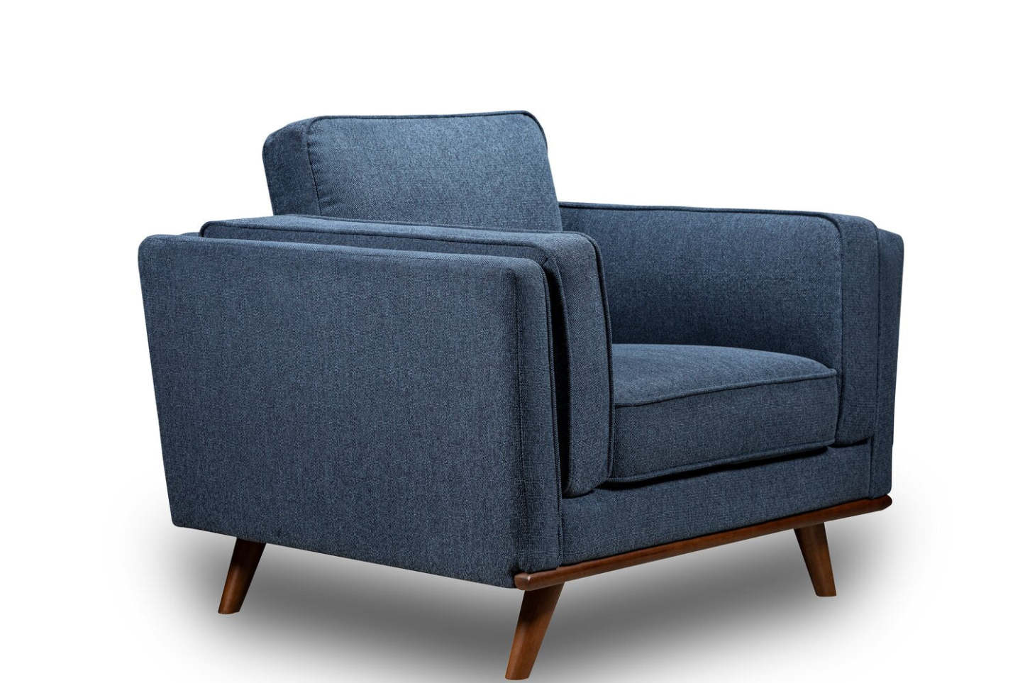 Fauteuil Kassia de Kort & Co. de 40,9 po en tissu d’apparence lin avec base et pattes en bois - bleu