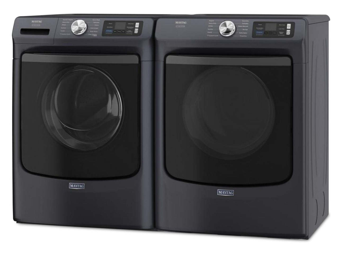Maytag 5,8 pi3 Laveuse intelligente à chargement frontal Pet Pro et 7,4 pi3 Sécheuse à gaz - Acier minuit | Laveuse intelligente à chargement frontal Pet Pro de 5,8 pi3 et sécheuse à gaz de 7,4 pi3 de Maytag – acier minuit | MAFL702G
