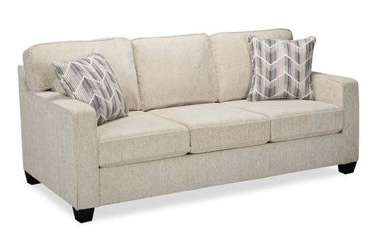 Canapé Lennox de 83 po fabriqué au Canada en tissu de chenille avec coussins réversibles et coussins décoratifs - taupe | Fabriqué au Canada Canapé Lennox 83 en tissu chenille avec coussins réversibles et oreillers décoratifs - Taupe