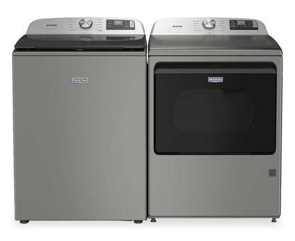 Maytag 6,0 pi³ Laveuse intelligente à chargement par le haut et 7,4 pi³ Sécheuse électrique - Argenté radieux | Maytag 6,0 Cu. Ft. Smart Top-Load Washer and 7.4 Cu. Ft. Electric Dryer - Radiant Silver