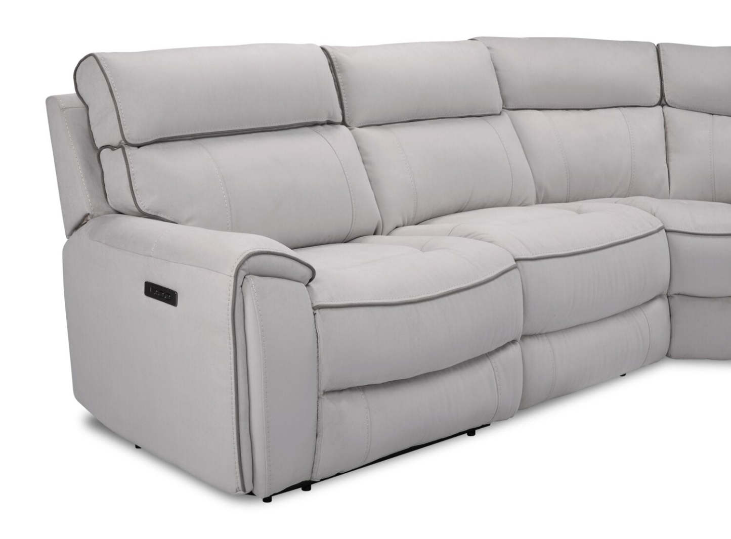 Canapé sectionnel de droite à inclinaison électrique Newport de Cindy Crawford Home 6 pièces en suédine - gris