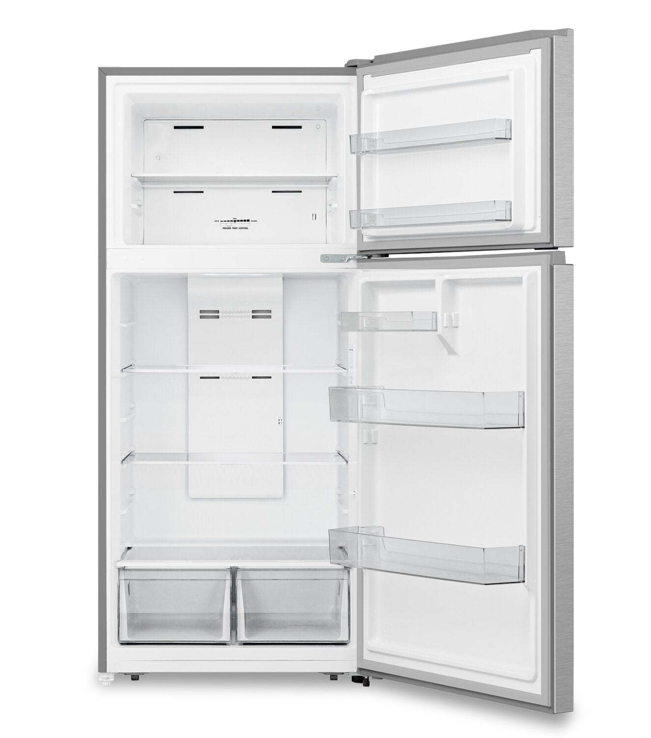 Réfrigérateur Hisense de 30 18 pi³ à congélateur supérieur - acier inoxydable - RT18A2FID | Hisense 30 18 Cu. Ft. Top-Mount Refrigerator - Stainless Steel - RT18A2FID