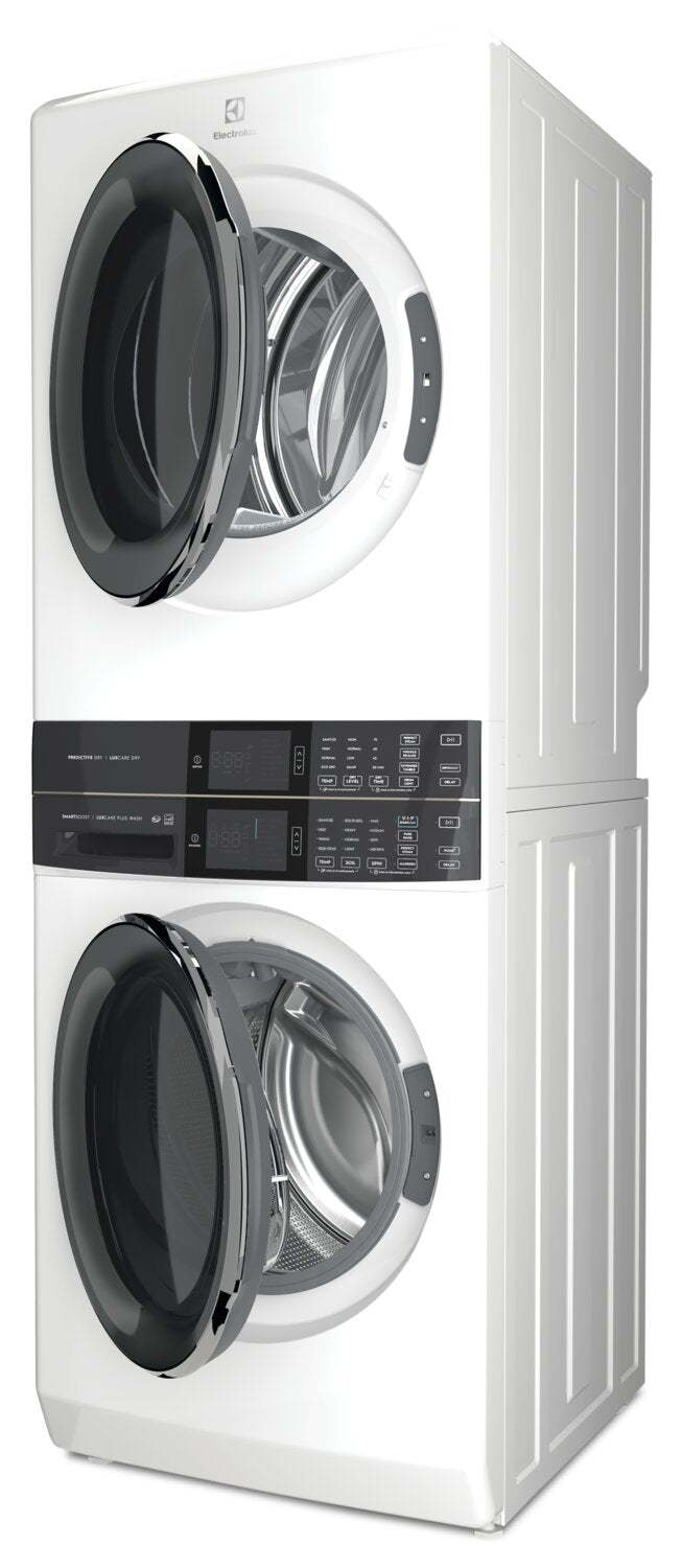 Tour de buanderie Electrolux à chargement frontal de 5,2/8,0 pi³ avec vapeur - blanc - ELTE760CAW | Tour de buanderie Laundry TowerMC à la vapeur Electrolux à chargement frontal de 5,2/8,0 pi³ - blanc…