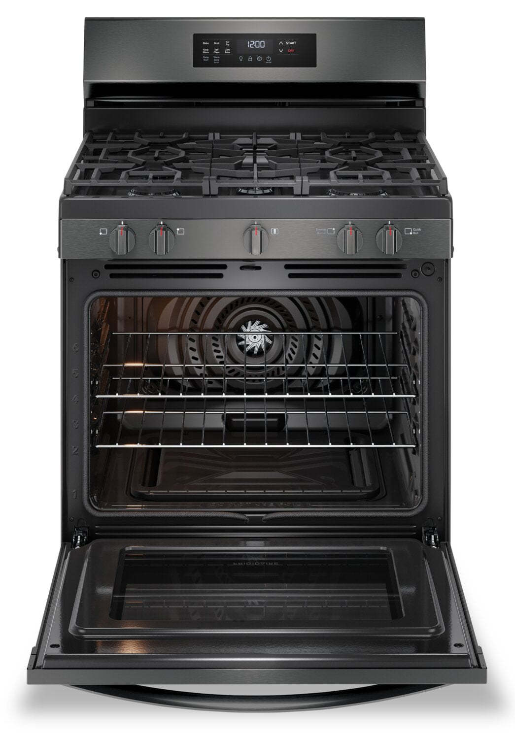 Cuisinière à gaz Frigidaire de 5,1 pi³ avec friture à air et cuisson par convection - acier inoxydable noir - FCRG3083… | Frigidaire 5.1 Cu. Ft. Gas Range With Air Fry and Convection Bake - Black Stainless Steel - FCRG3083…