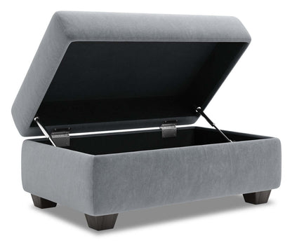 Fabriqué au Canada Pouf de rangement personnalisable The Trunk 39 en tissu de velours - gris | Pouf de rangement The Trunk de Sofa Lab de 39 po fabriqué au Canada en tissu de velours - gris | TRUN2888