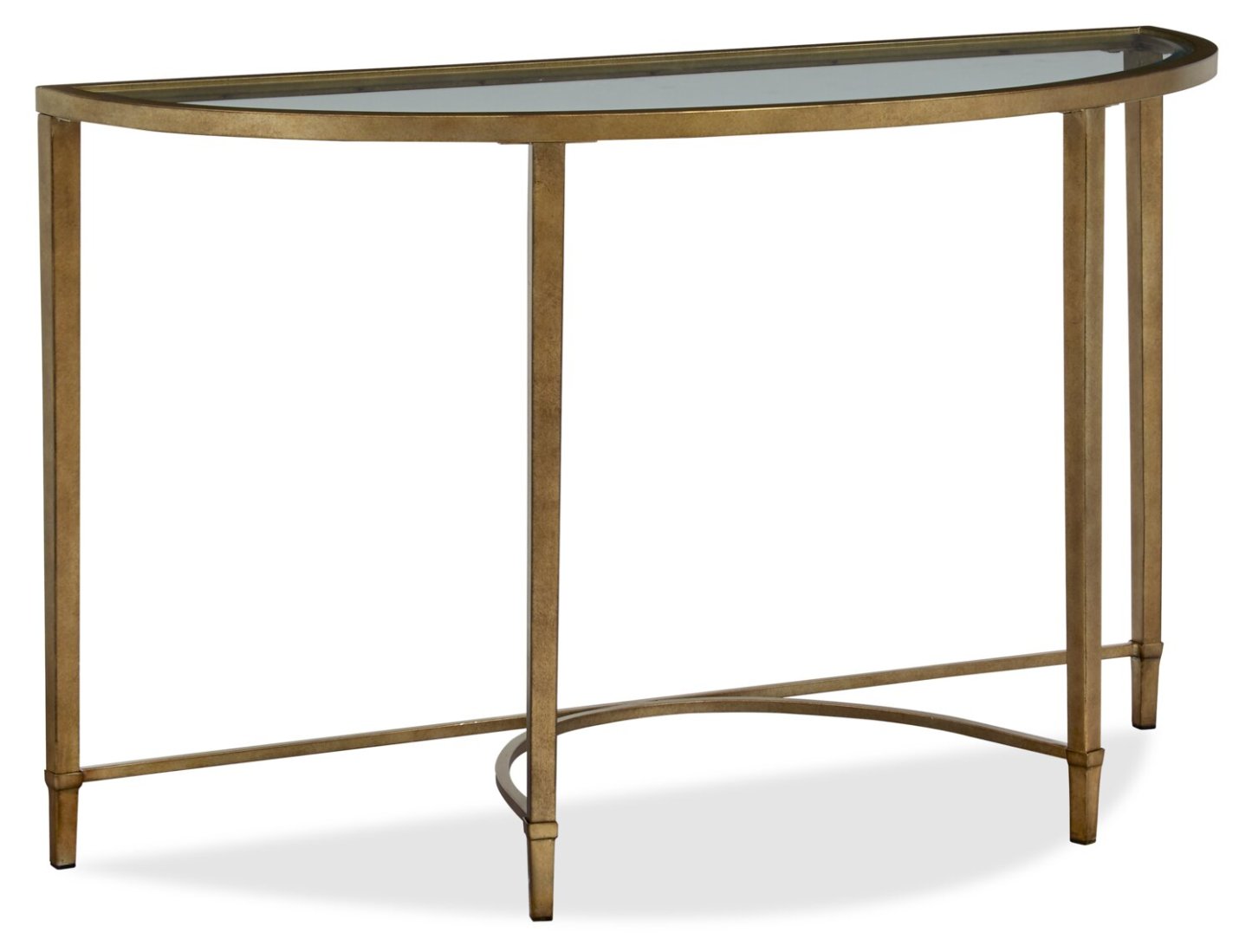 Copia 50 Traditional Glass Top Sofa Table - Silver and Gold with Metal Base|Table de salon traditionnelle Copia de 50 po avec dessus en verre - argent et or avec base en métal
