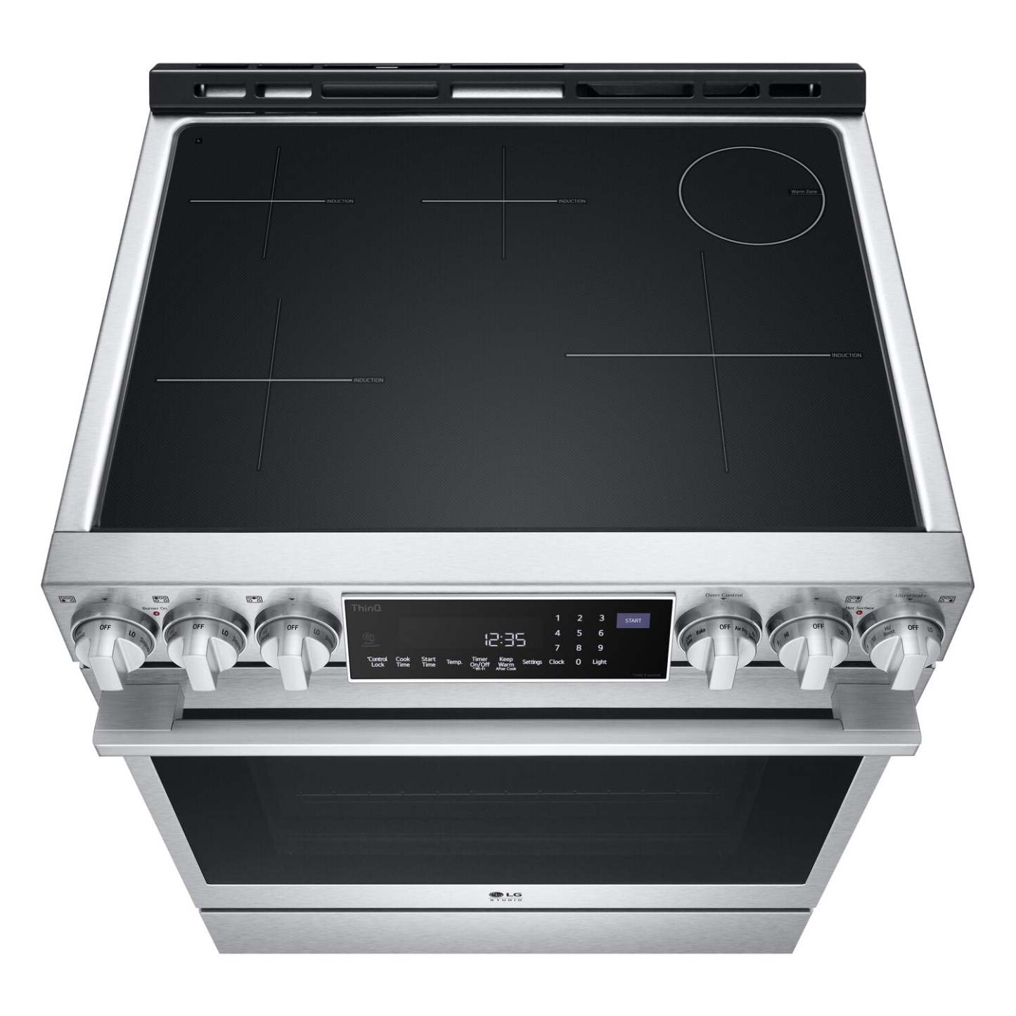 Cuisinière intelligente à induction LG Studio de 6,3 pi³ avec hublot InstaViewMD et friture à air - Acier inoxydable résistant aux taches …
