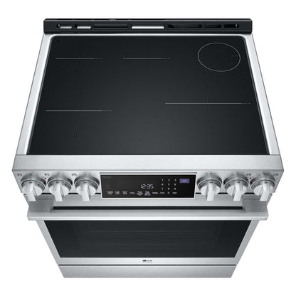 Cuisinière intelligente à induction LG Studio de 6,3 pi³ avec hublot InstaViewMD et friture à air - Acier inoxydable résistant aux taches …