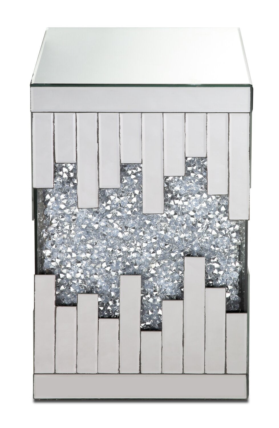 Lori 12 Mirrored Accent Table with Crystals - Silver|Table d'appoint Lori de 12 po en miroir avec cristaux - argentée
