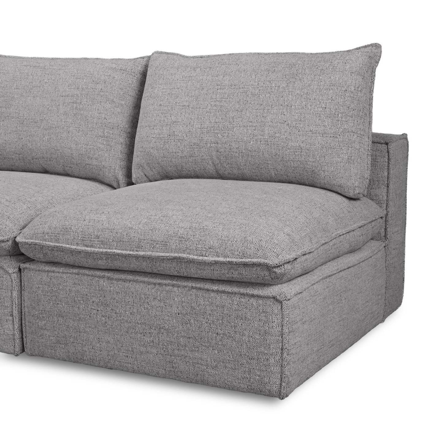 Fusion Modular 5-Piece Silver Grey Chenille Fabric Armless Sectional | Canapé sectionnel sans accoudoirs modulaire Fusion 5 pièces en tissu de chenille gris argenté