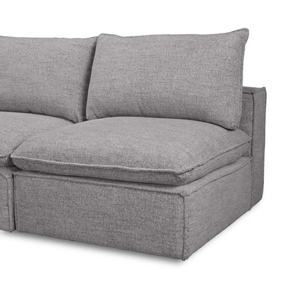 Fusion Modular 5-Piece Silver Grey Chenille Fabric Armless Sectional | Canapé sectionnel sans accoudoirs modulaire Fusion 5 pièces en tissu de chenille gris argenté