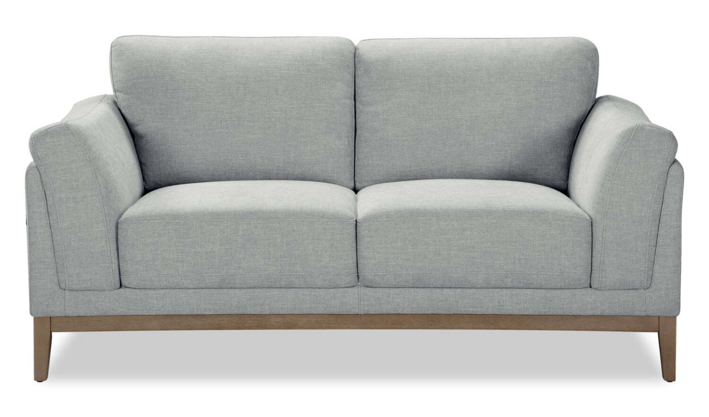 Causeuse Valley de 67,7 po en tissu avec base et pattes en hévéa - grise