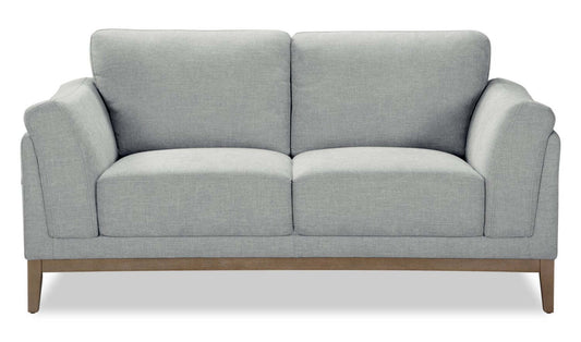 Causeuse Valley de 67,7 po en tissu avec base et pattes en hévéa - grise