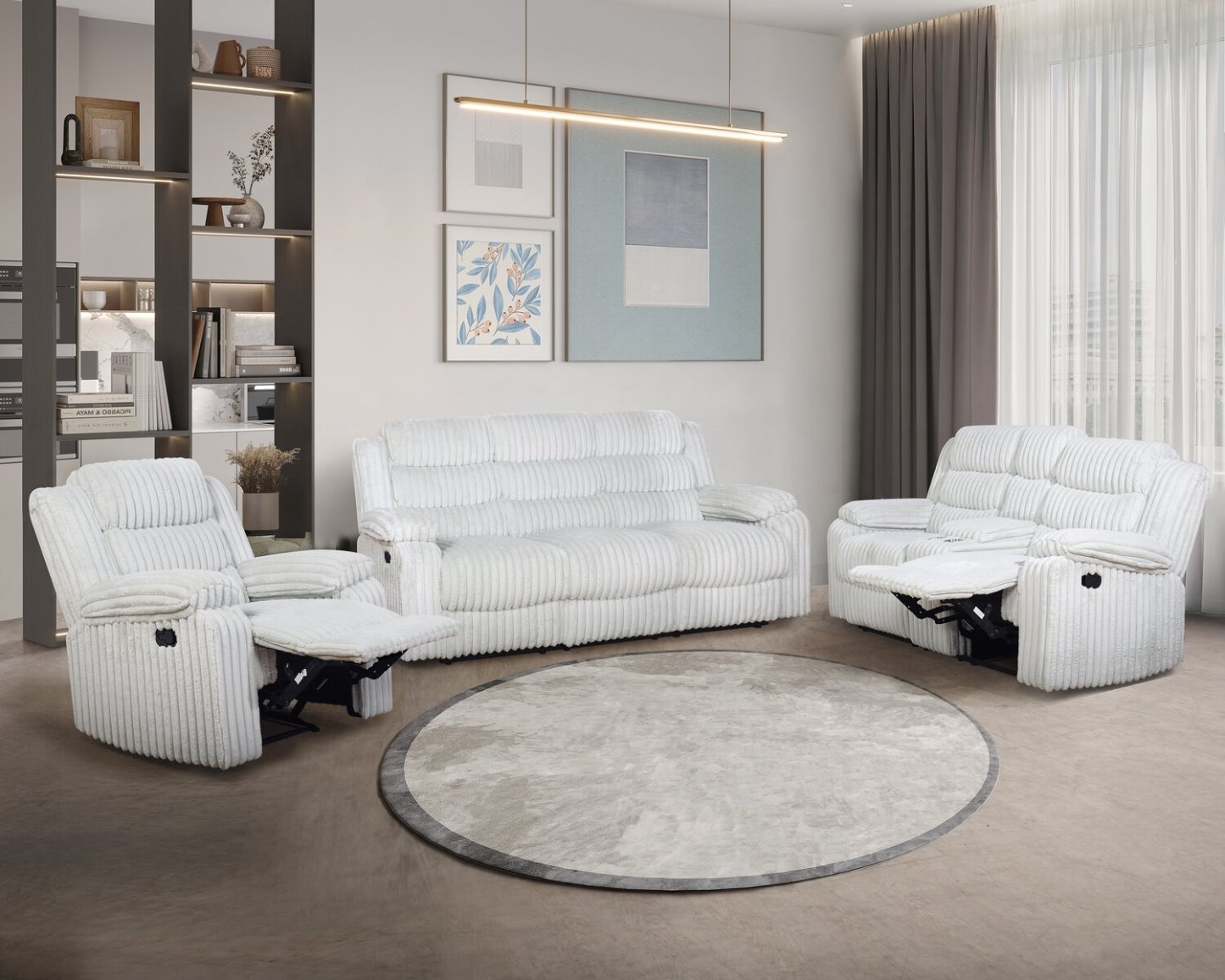 Bryson 82.5 Faux Fur Fabric Reclining Sofa - Mist Grey | Canapé inclinable Bryson de 82,5 po en tissu de fausse fourrure - gris brume