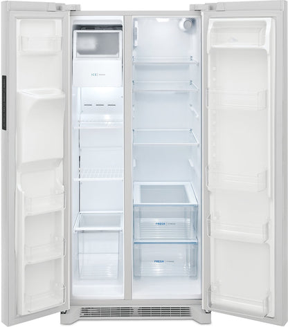 Réfrigérateur Frigidaire de 22,3 pi³ et de 33 po de profondeur standard à compartiments juxtaposés - Blanc - FRSS2323AW | Frigidaire 33 22,3 pi³ Réfrigérateur à profondeur standard à côtés juxtaposés…