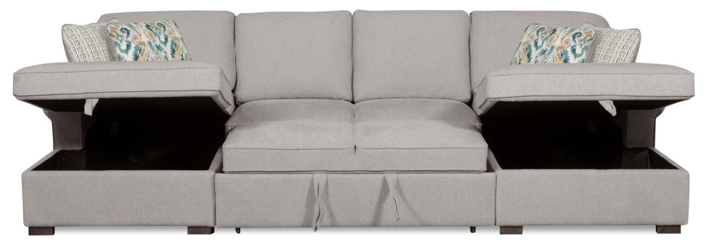 Sofa-lit sectionnel Haven de Scott Living 3 pièces en tissu de chenille avec 2 fauteuils longs de rangement - gris