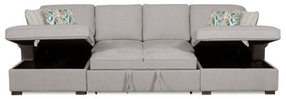 Sofa-lit sectionnel Haven de Scott Living 3 pièces en tissu de chenille avec 2 fauteuils longs de rangement - gris