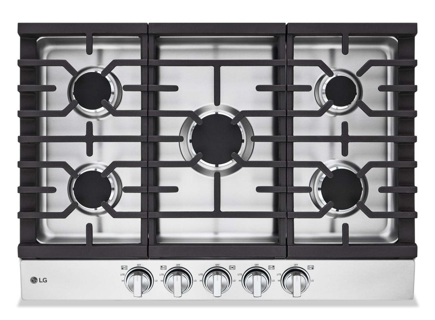 Table de cuisson au gaz LG 30 à 5 éléments - Acier inoxydable anti-taches - CBGJ3023S | Table de cuisson à gaz LG de 30 po à 5 éléments - acier inoxydable résistant aux taches - CBGJ3023S