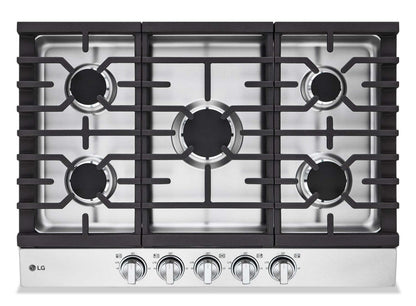 Table de cuisson au gaz LG 30 à 5 éléments - Acier inoxydable anti-taches - CBGJ3023S | Table de cuisson à gaz LG de 30 po à 5 éléments - acier inoxydable résistant aux taches - CBGJ3023S
