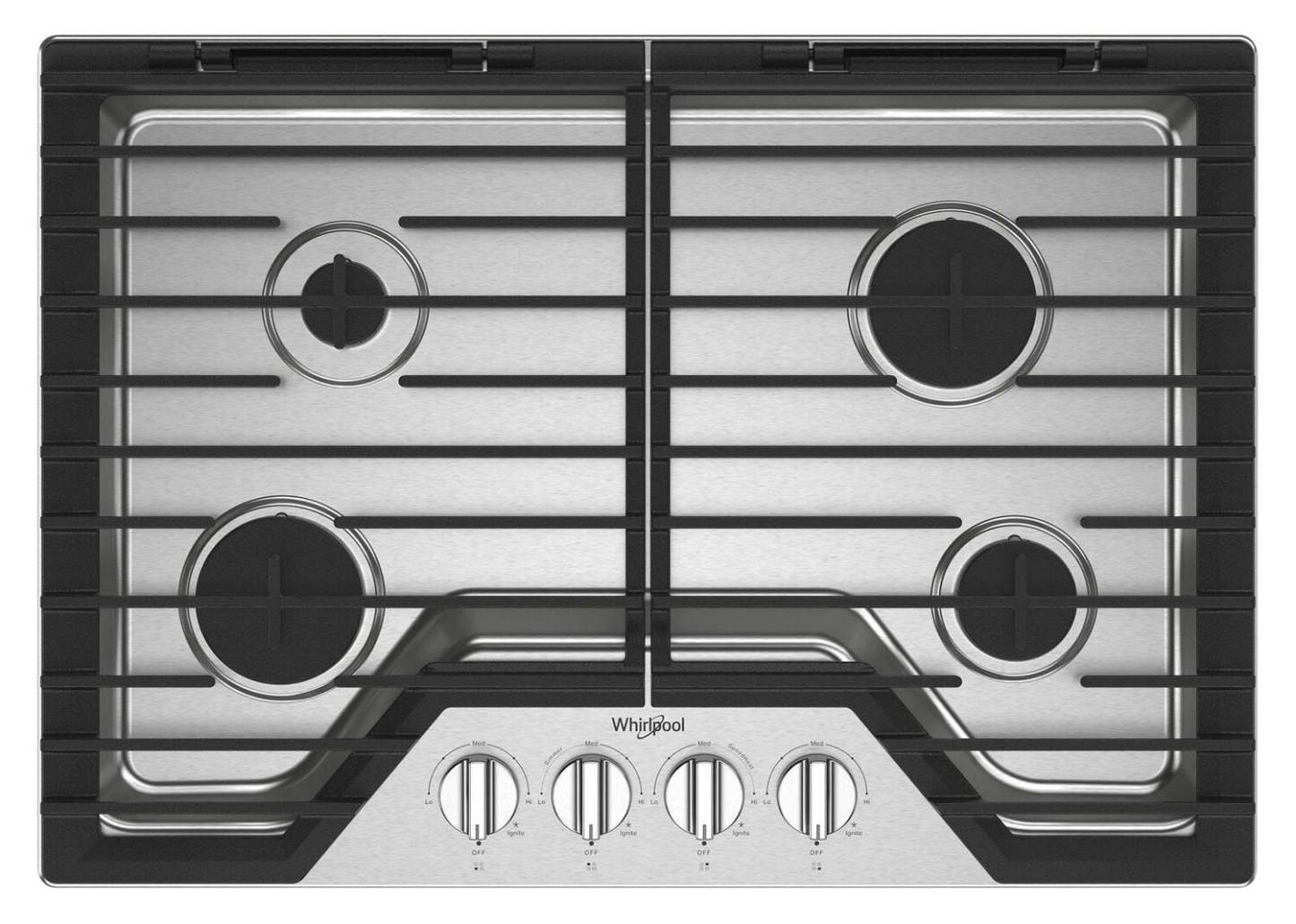 Whirlpool 30 Surface de cuisson à gaz avec grilles en fonte à charnières EZ-2-Lift™ - WCGK5030PS | Surface de cuisson à gaz Whirlpool de 30 po avec grilles en fonte à charnières EZ-2-LiftMC - WCGK5030PS | WCGK530S