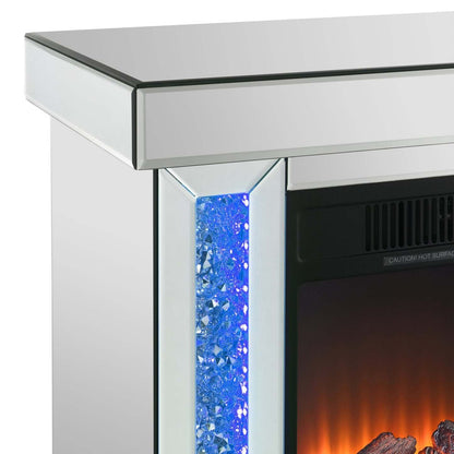 Cheminée Électrique LED Elsa 28.3 Glam - Argent et Verre|Foyer électrique somptueux à DEL Elsa de 28,3 po - argenté et verre