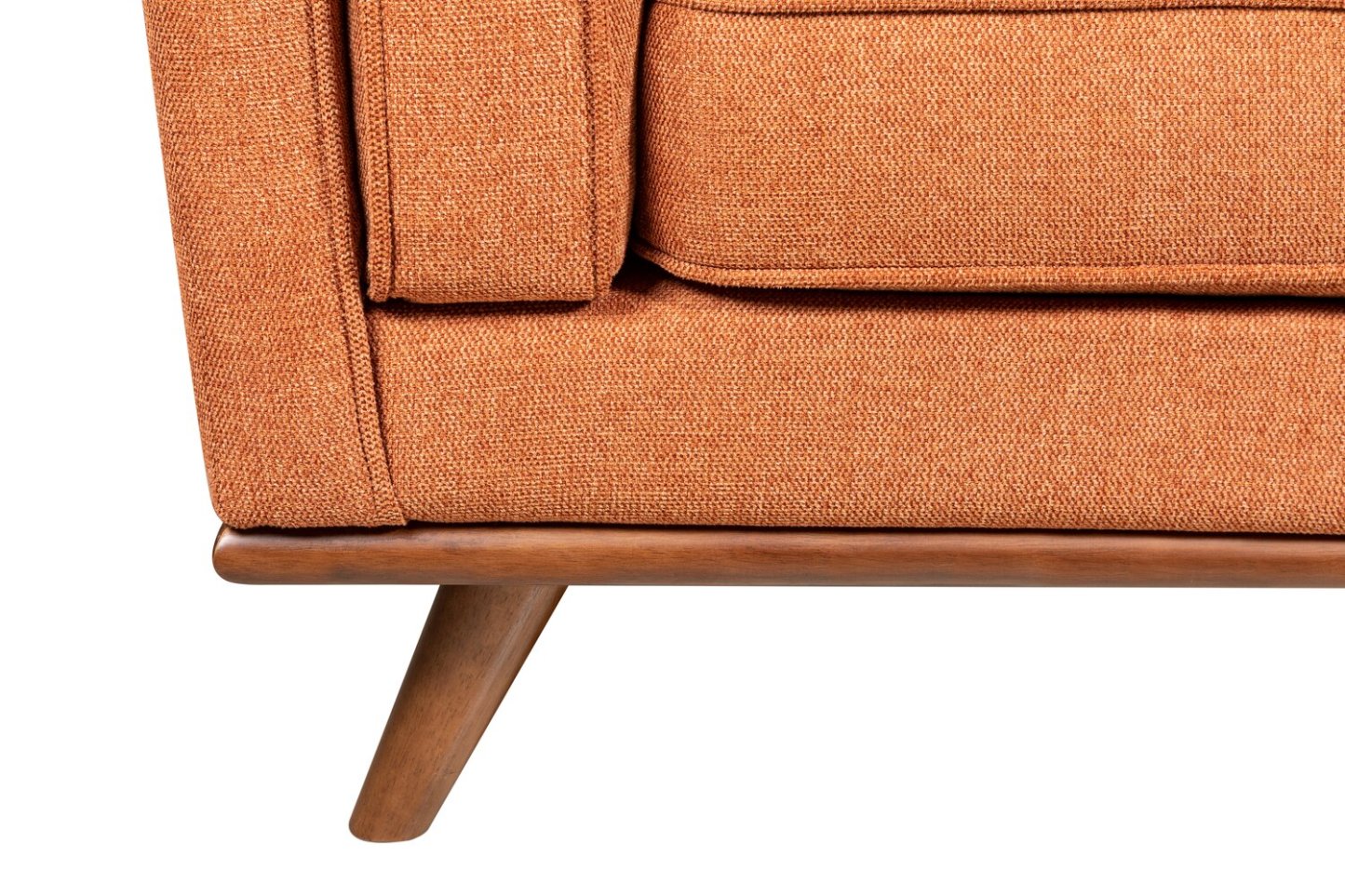 Sofa Kassia de Kort & Co. de 90,6 po en tissu d’apparence lin avec base et pattes en bois - orange