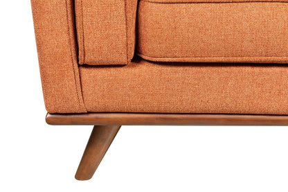 Sofa Kassia de Kort & Co. de 90,6 po en tissu d’apparence lin avec base et pattes en bois - orange