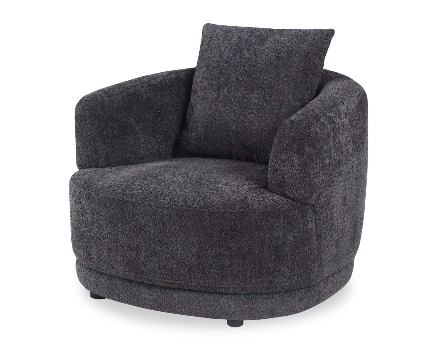 Fauteuil arrondi Moon de 35,8 po en tissu avec coussin décoratif - noir corbeau laineux