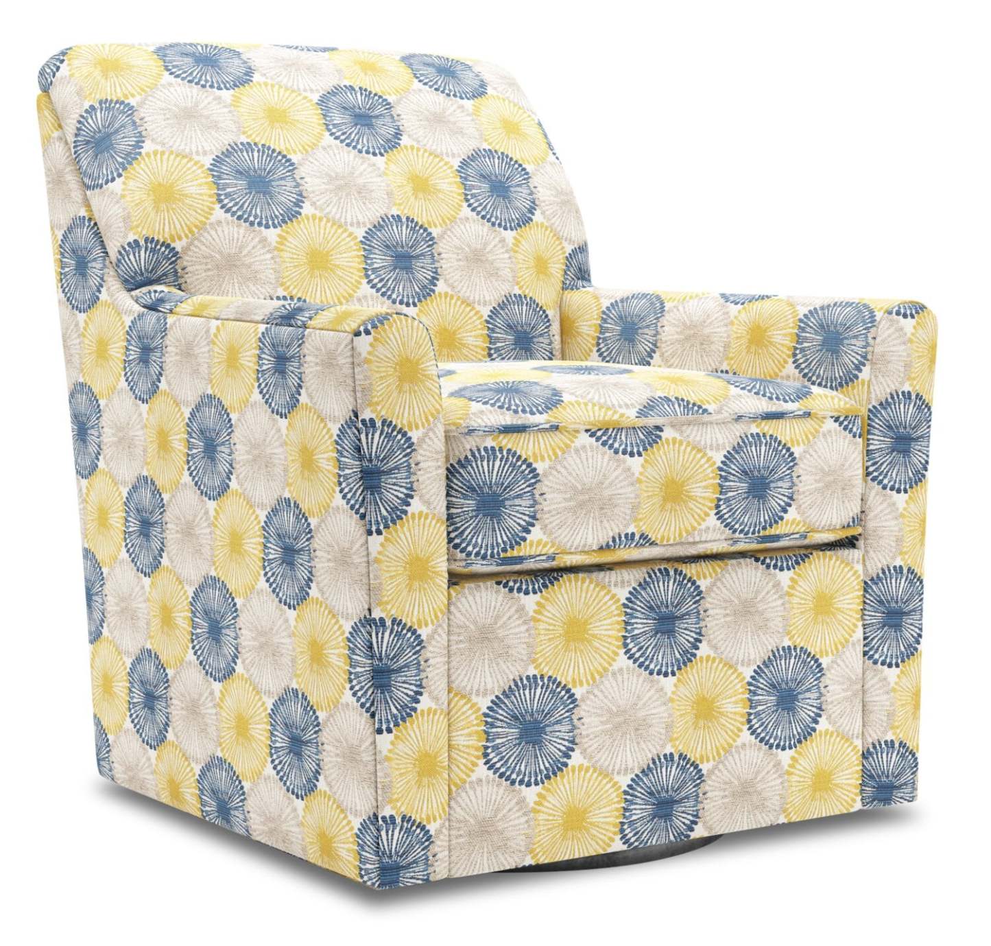 Fauteuil d’appoint pivotant personnalisable Sofa Lab de 31 po fabriqué au Canada en tissu - Sunshine multicolore | SWIV1159
