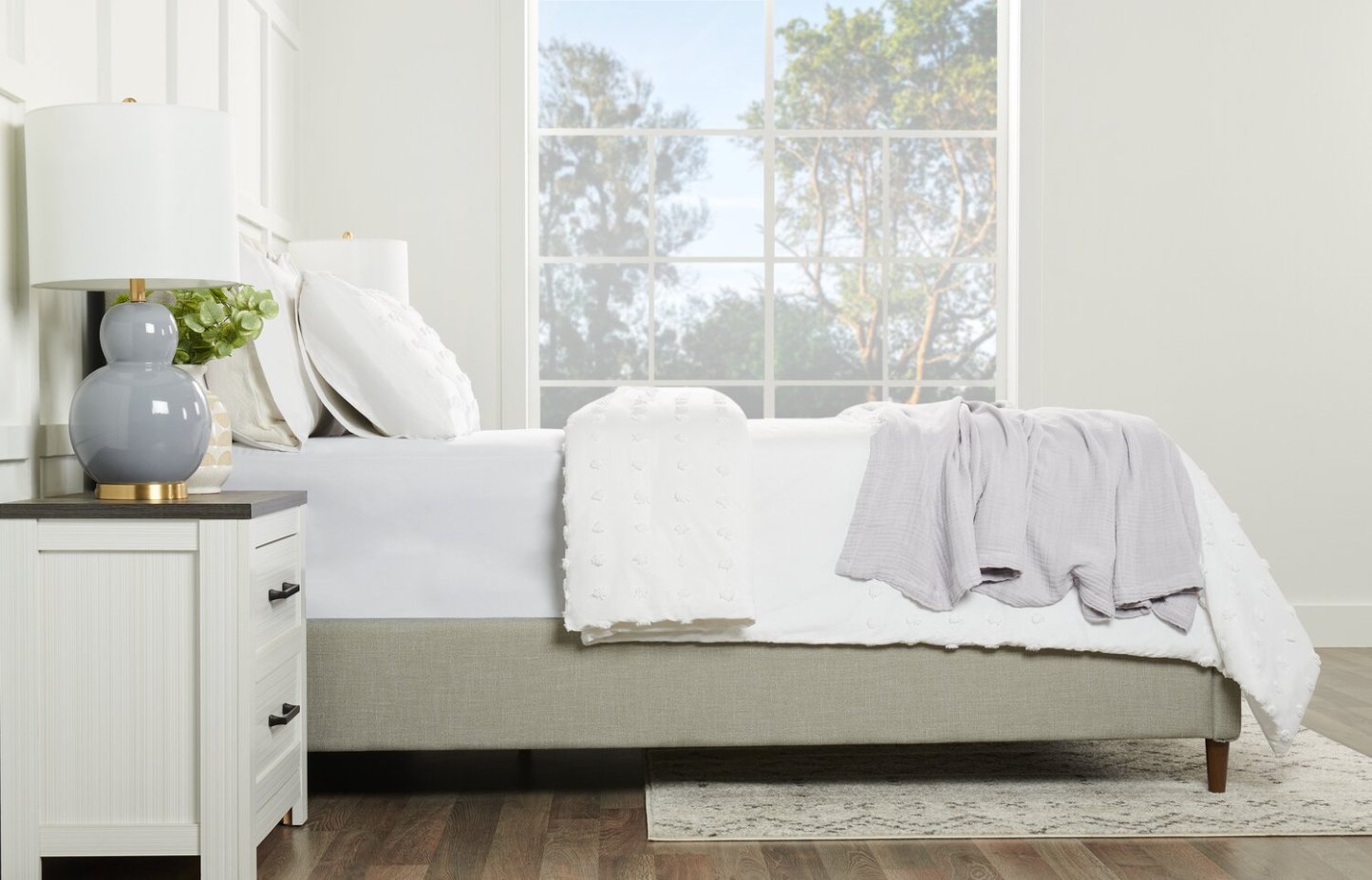 Couverture en coton à 4 épaisseurs pour très grand lit Veranda &amp; Grove - Gris | Couverture Veranda &amp; Grove en coton à 4 canapés pour très grand lit - grise