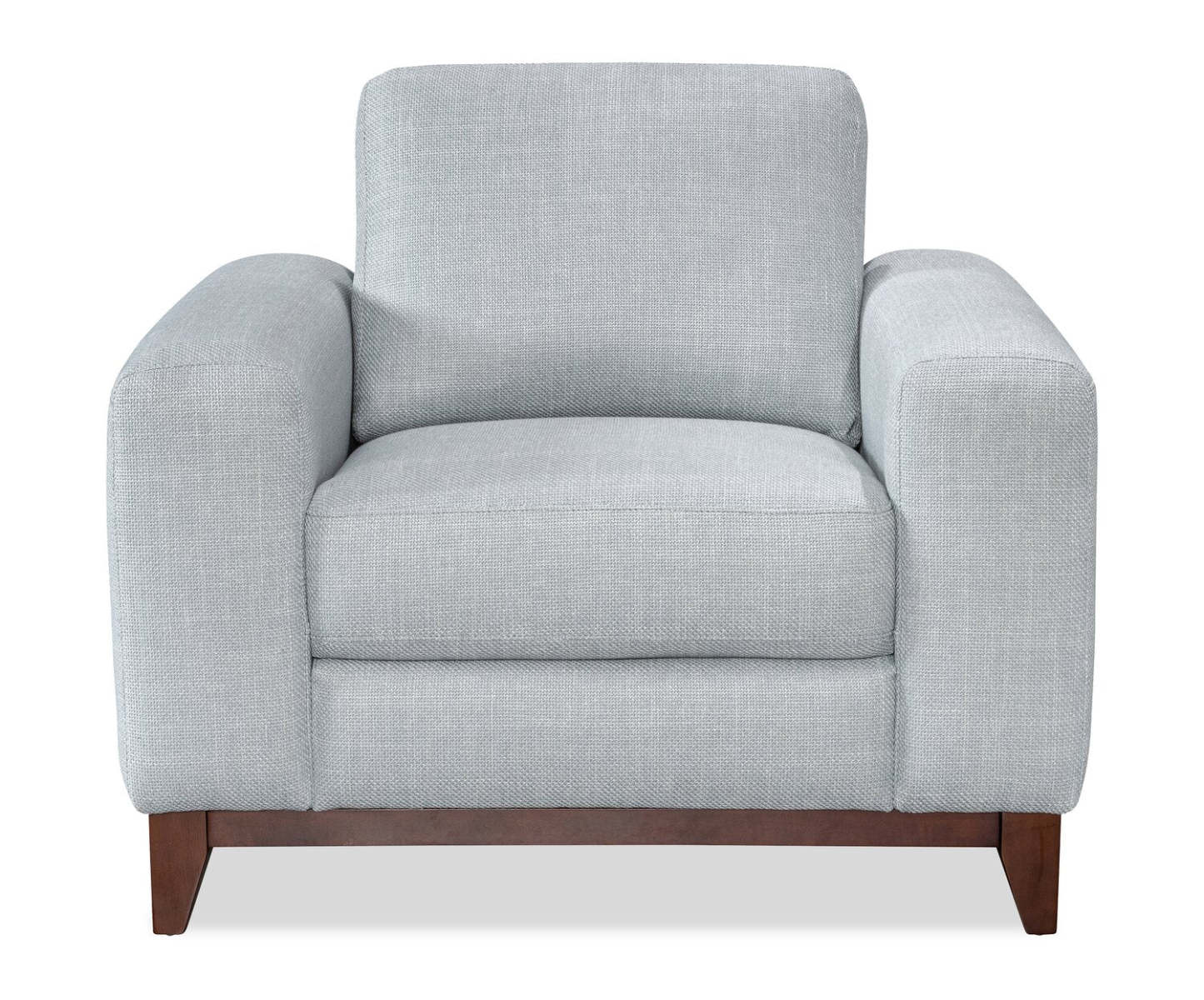 Fauteuil River de 40,1 po en tissu d’apparence lin avec base et pattes en bois - gris