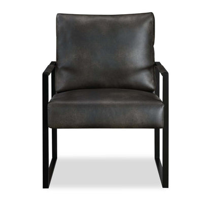 Fauteuil d'appoint en similicuir Nico 24.75 avec pieds en métal - Gris foncé | Fauteuil d'appoint Nico de 24,75 po en similicuir avec pattes en métal - gris foncé