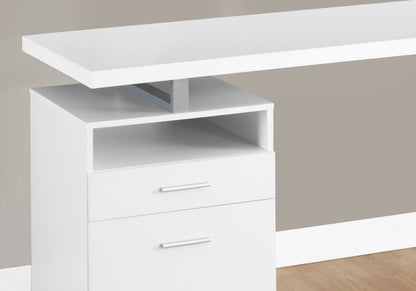 Bureau réglable Heather 60 avec 2 tiroirs et compartiment ouvert - Blanc|Bureau réglable Heather de 60 po à 2 tiroirs et compartiment ouvert - blanc