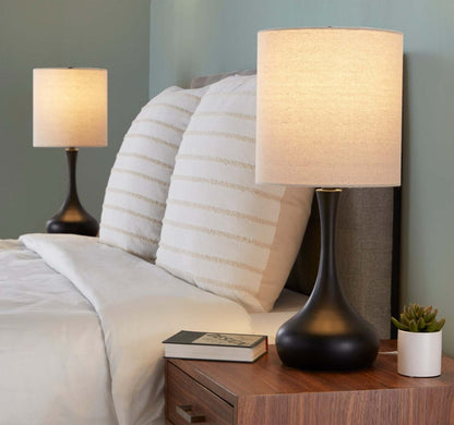 Polly 24 Matte Black Metal 2-Piece Set, with Two Table Lamps  | Ensemble 2 lampes de table Polly de 24 po en métal noir  | POLLY2PK