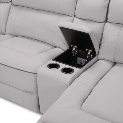 Canapé sectionnel de droite à inclinaison électrique Newport de Cindy Crawford Home 6 pièces en suédine - gris