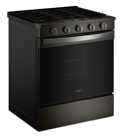 Cuisinière à gaz Whirlpool de 30 po et de 5 pi³ avec cuisson à air - noir sur acier inoxydable - WSGS5030SV | Tourbillon 30 5 Cu. Fort. Cuisinière à gaz avec cuisson à l'air - Noir sur acier inoxydable - WSGS5030SV