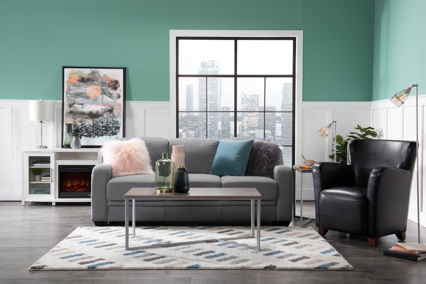 Zello 29.92 Chaise d'appoint en similicuir avec pieds en bois - Noir | Fauteuil d'appoint Zello de 29,92 po en similicuir avec pattes en bois - noir